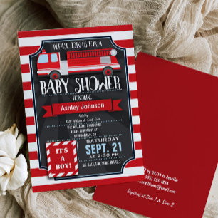 Fire Truck Boy Baby Shower  Invitation