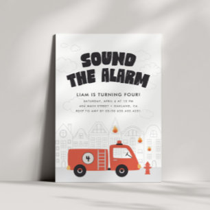 Fire Truck Boys' Firefighter Engine Birthday Party Invitation