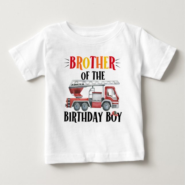 Fire Truck Brother Of The Birthday Boy T-Shirt (Front)