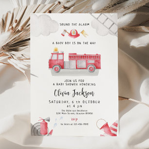 Fire truck call all units baby shower invitation