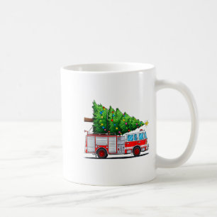 Fire Truck Christmas Tree Xmas Lights Firefighter Coffee Mug