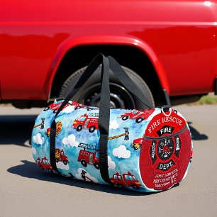 Fire Truck Clouds Duffle Bag