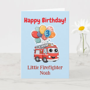 Fire Truck Congratulations, Personalised Birthday Card