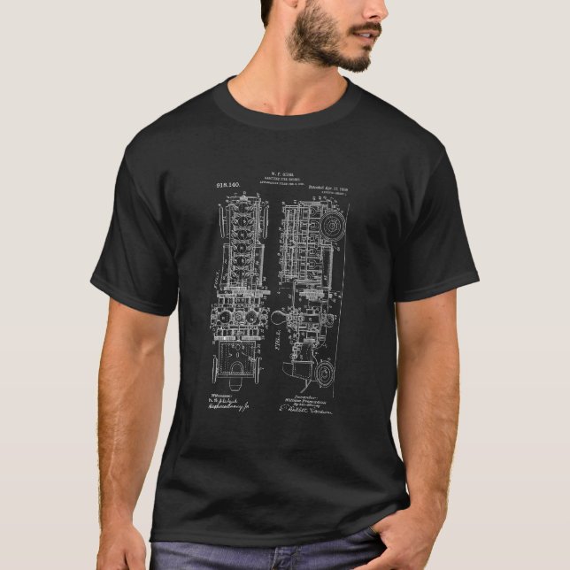 Fire Truck Design Blue Print T Shirt gift for him (Front)