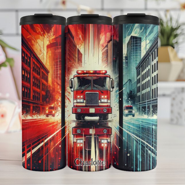 Fire Truck Driving Through City Thermal Tumbler (Creator Uploaded)
