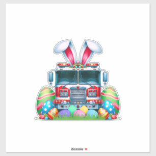 Fire Truck Easter Bunny Ears Firefighter Easter Eg