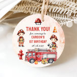 Fire Truck Firefighter 1st Birthday Party Favour Tags<br><div class="desc">Fire Truck Firefighter 1st Birthday Party Favour Tags</div>