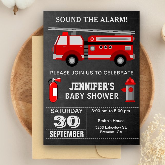 Fire Truck Firefighter Baby Shower Invitation (Creator Uploaded)