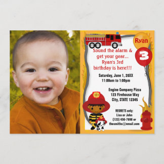Fire Truck Firefighter Dalmatian Birthday FFP03B Invitation