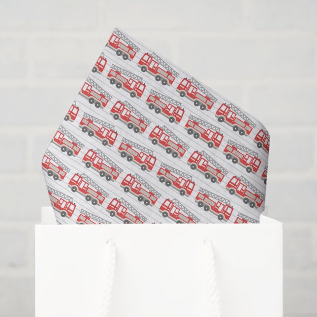 Fire Truck Firefighter Decoupage Tissue Paper (Gift Bag)