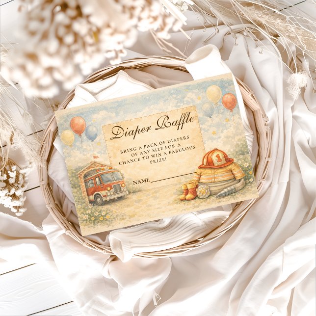 Fire Truck Firefighter Diapper Raffle Enclosure Card (Creator Uploaded)