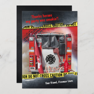 Fire Truck Firefighter Thank You Card