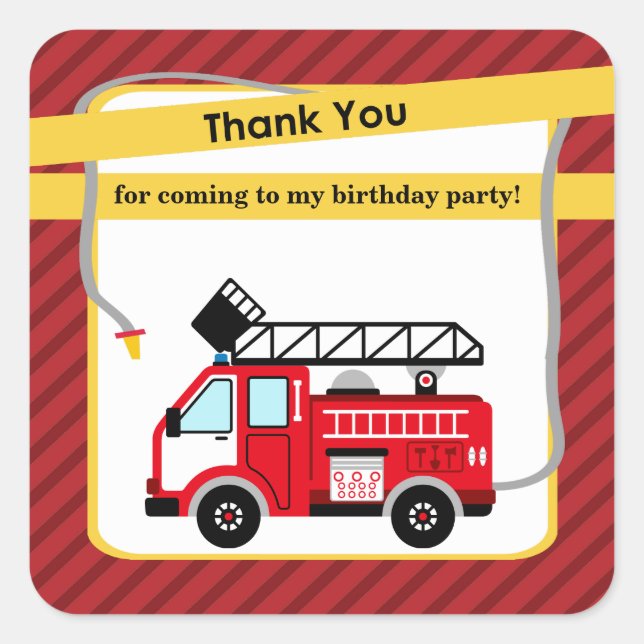 Fire Truck Firefighter Thank You Sticker (Front)