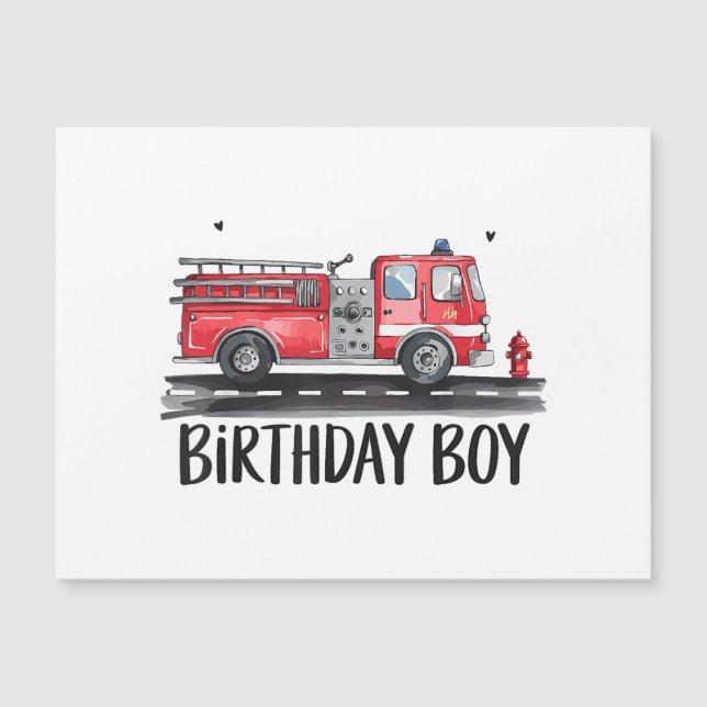Fire Truck Firefighter The Birthday of Boy Family  (Front)