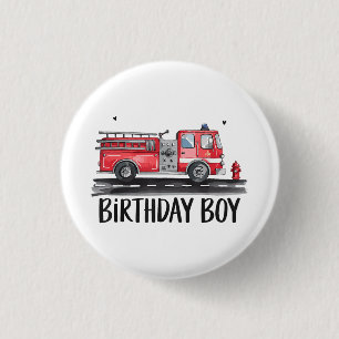 Fire Truck Firefighter The Birthday of Boy Family 3 Cm Round Badge