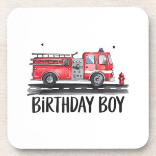 Fire Truck Firefighter The Birthday of Boy Family Coaster
