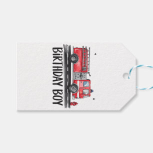 Fire Truck Firefighter The Birthday of Boy Family Gift Tags