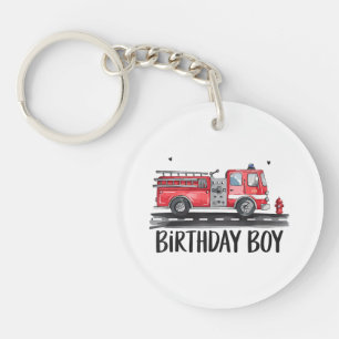 Fire Truck Firefighter The Birthday of Boy Family Key Ring