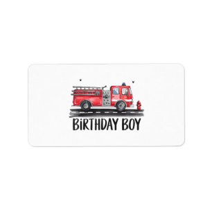 Fire Truck Firefighter The Birthday of Boy Family  Label