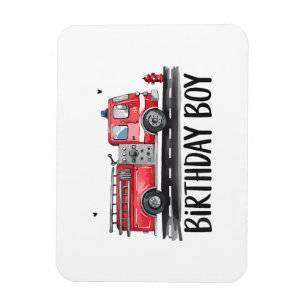 Fire Truck Firefighter The Birthday of Boy Family  Magnet