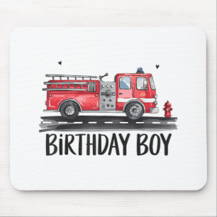Fire Truck Firefighter The Birthday of Boy Family Mouse Pad