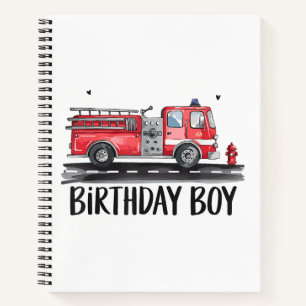 Fire Truck Firefighter The Birthday of Boy Family Notebook