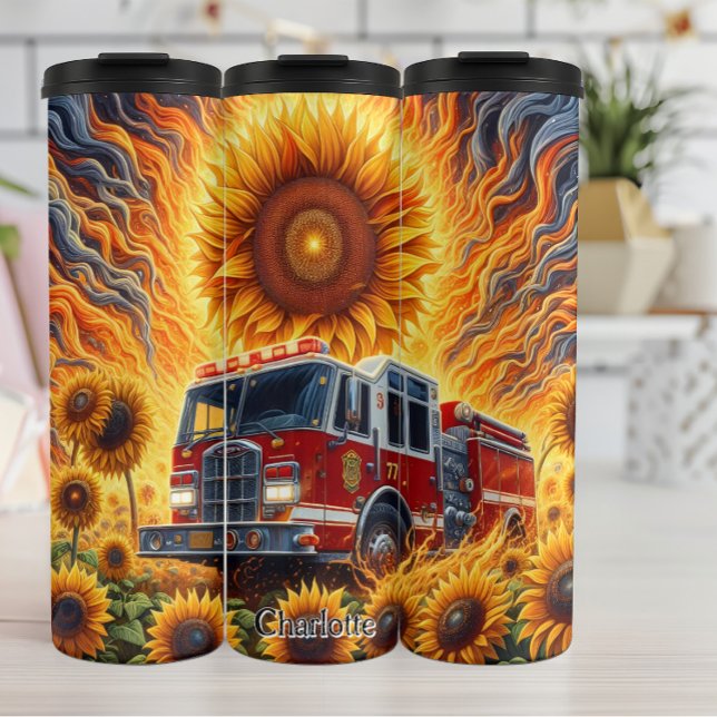  Fire Truck in Sunflower Field Thermal Tumbler (Creator Uploaded)
