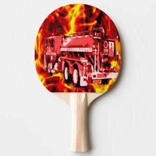 Fire Truck Into The Storm Oil Paint Design, Ping Pong Paddle
