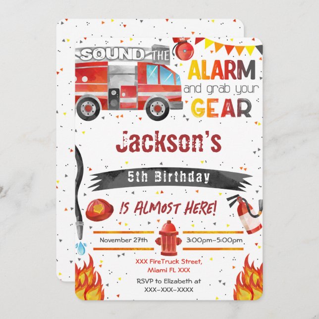 Fire Truck Invitations (Front/Back)
