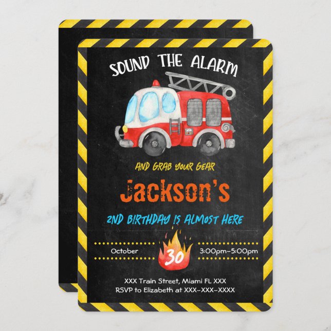Fire Truck Invitations (Front/Back)
