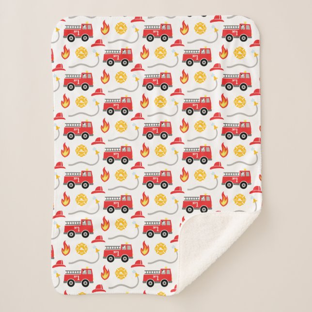 Fire Truck Kids Sherpa Blanket (Front)