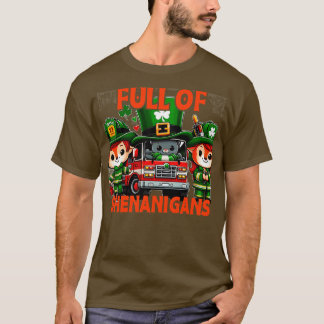 Fire Truck Kids Toddler Boys St Patricks Day Firet T-Shirt