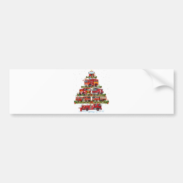 Fire Truck Lights Firefighter Fire Truck Christmas Bumper Sticker (Front)