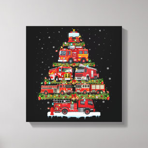 Fire Truck Lights Firefighter Fire Truck Christmas Canvas Print