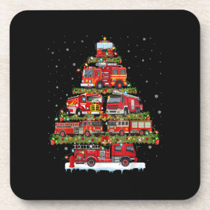 Fire Truck Lights Firefighter Fire Truck Christmas Coaster