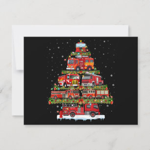 Fire Truck Lights Firefighter Fire Truck Christmas Holiday Card
