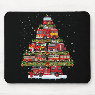 Fire Truck Lights Firefighter Fire Truck Christmas Mouse Pad