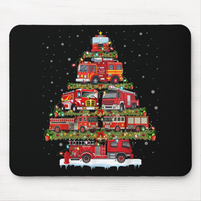 Fire Truck Lights Firefighter Fire Truck Christmas Mouse Pad (Front)