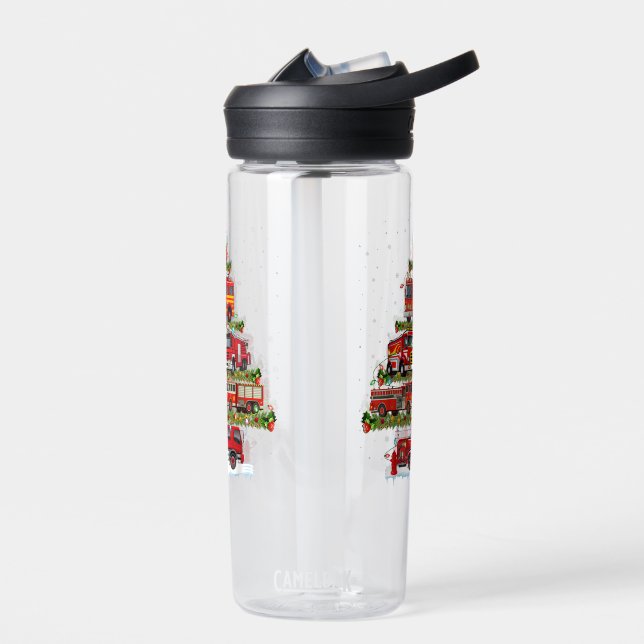Fire Truck Lights Firefighter Fire Truck Christmas Water Bottle (Left)