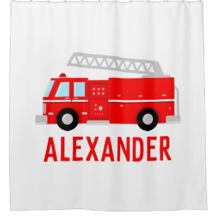 Fire Truck Name Shower Curtain