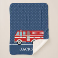 Fire Truck Navy Blue Polka Dot Personalised Boy