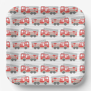 Fire Truck Paper Plates, Firefighter Hero Party Plate