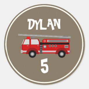 Fire truck Party Birthday Classic Round Sticker