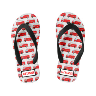 Fire Truck Pattern Name Kid's Thongs