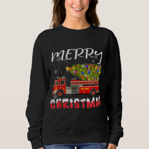 Fire Truck Pine Tree Firefighter Christmas Family Sweatshirt