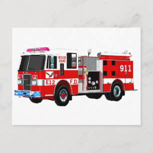 FIRE TRUCK POSTCARD