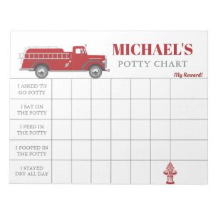 Fire Truck Potty Chart Personalised Name & Tasks Notepad