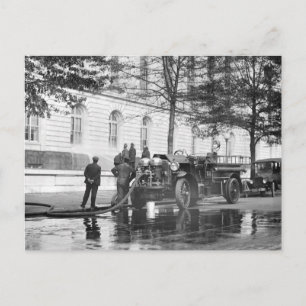 Fire Truck Power Wash, 1923 Postcard