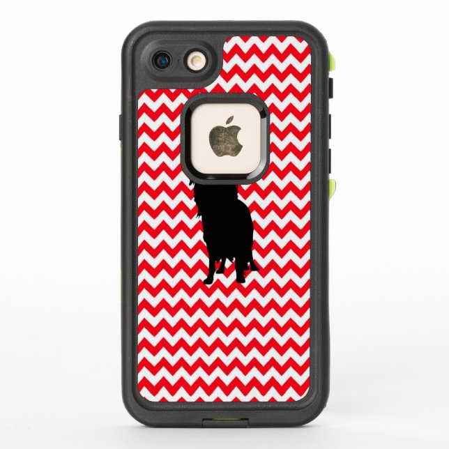 Fire Truck Red Chevron With Yorkie Silhouette LifeProof iPhone Case (Back)