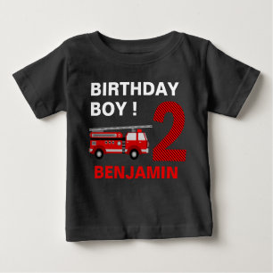 Fire Truck Theme 2nd Birthday Party Baby T-Shirt